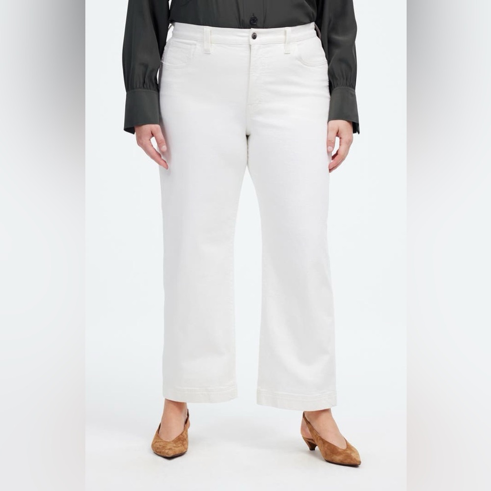 Madewell Jeans White The Perfect‎ Vintage Wide Leg Crop 30P cocktail brunch - Picture 3 of 13